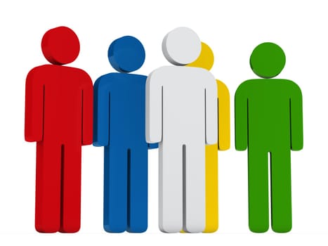 3d leadership white with colorful team group