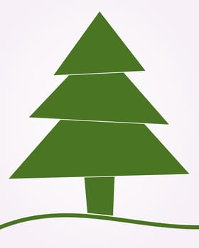 Christmas tree green abstract with blue ribbom
