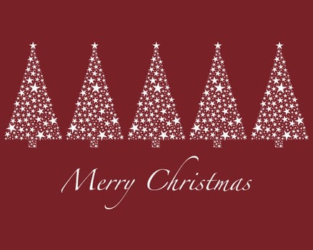 Christmas tree red from stars and text