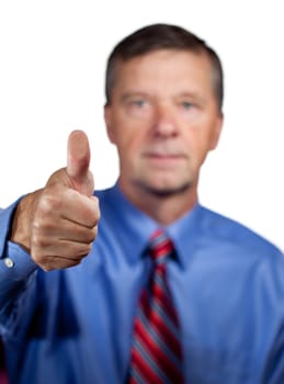 Senior executive or security man opens sensor by pressing thumb onto the plate