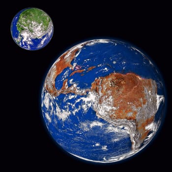 3d two planet on black background. Prototype from nasa web site.