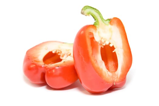 A red pepper on a white background