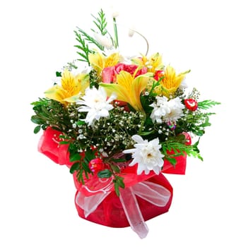 Beauty wedding bunch of flowers on white