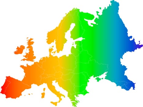 Abstract europe color vector map on white