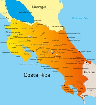 Vector color map of Costa Rica country