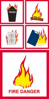 Vector illustration of fire danger sign