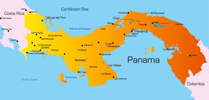 Vector color map of Panama country