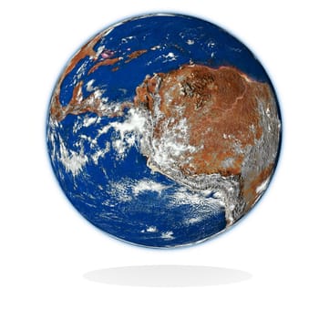 3d planet on white. Data source: nasa.