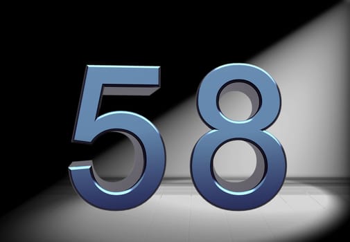 blue number in spotlight