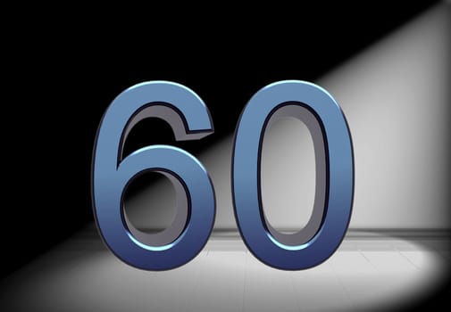blue number in spotlight