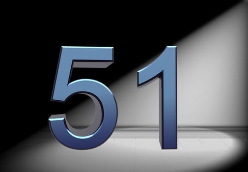 blue number in spotlight