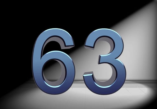blue number in spotlight