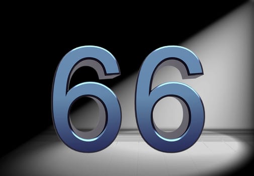 blue number in spotlight