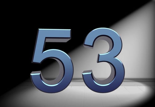 blue number in spotlight