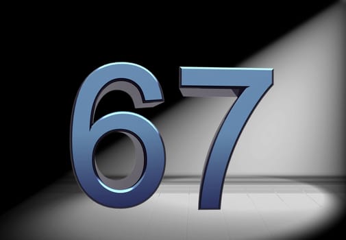 blue number in spotlight