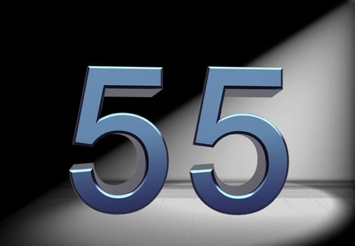 blue number in spotlight