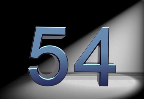 blue number in spotlight
