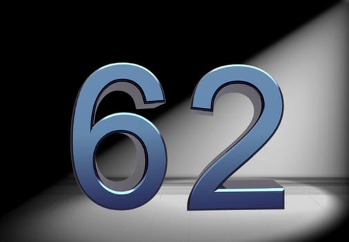 blue number in spotlight