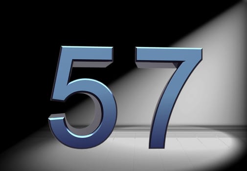 blue number in spotlight