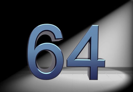 blue number in spotlight