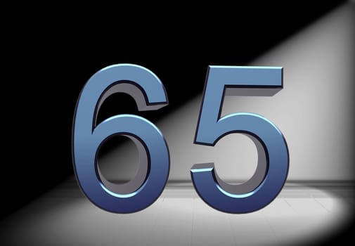 blue number in spotlight