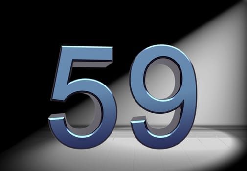 blue number in spotlight