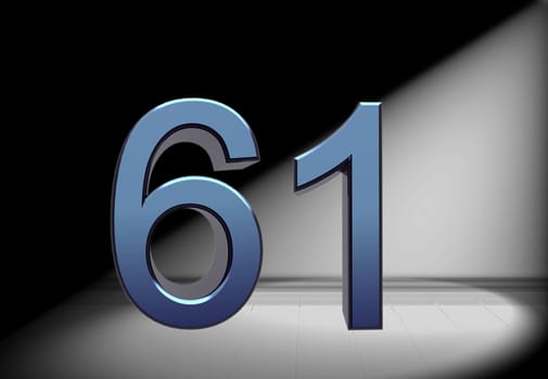 blue number in spotlight