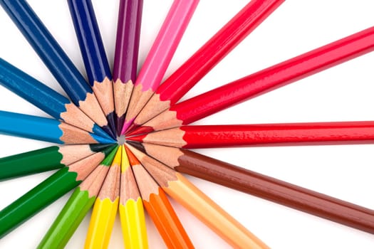 Different colored pencil set in formation.