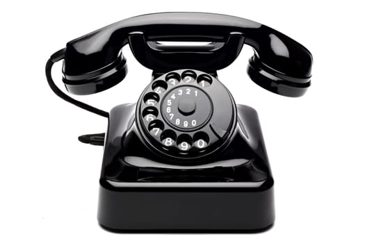 An old telephone with a dial.