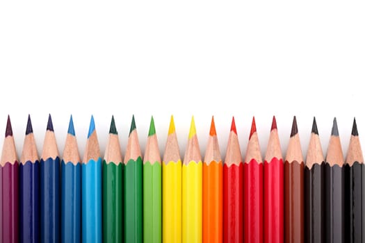 Different colored pencil set in formation.
