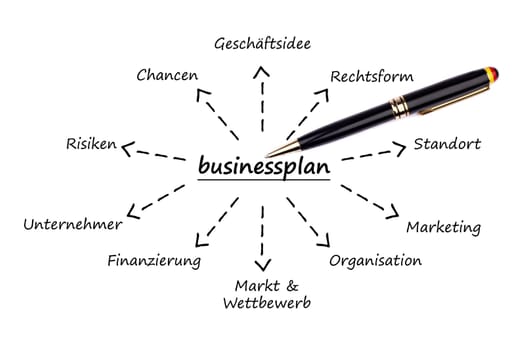Ballpoint pen on business plan