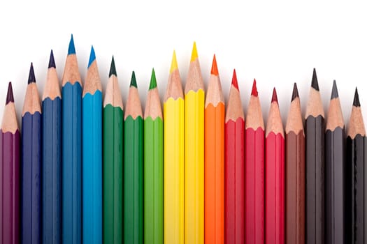 Different colored pencil set in formation.