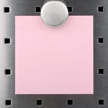 Sticky notes with magnet on pin board.