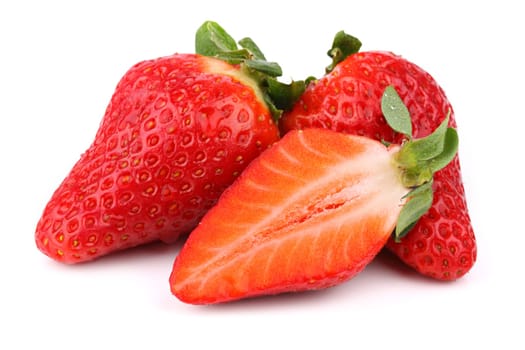 Fresh strawberries on white background.