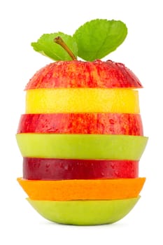 Tower made of various fruit slices.