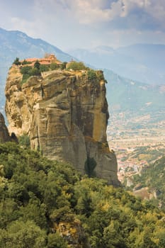 view of the amazing meteora monasteries in Greec