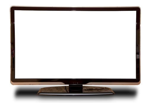 empty screen of a flat tv isolated over a white background
