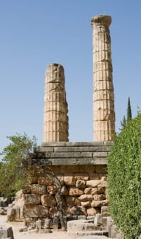 view of the mount parnassus and the oracle of delphi historic place in Greece