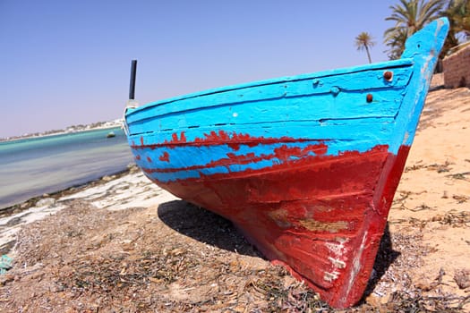 Fishing boat at a natural harbour in Djerba