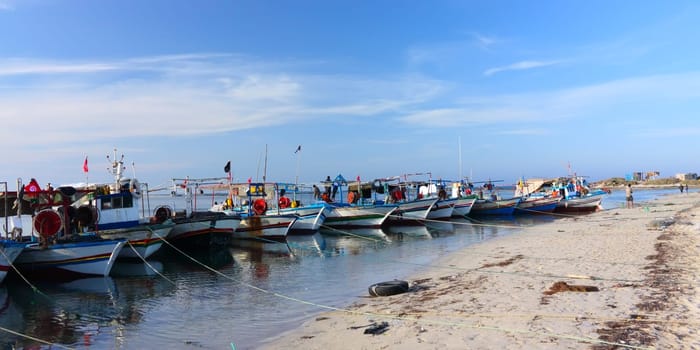 Fishing boat at a natural harbour in Djerba