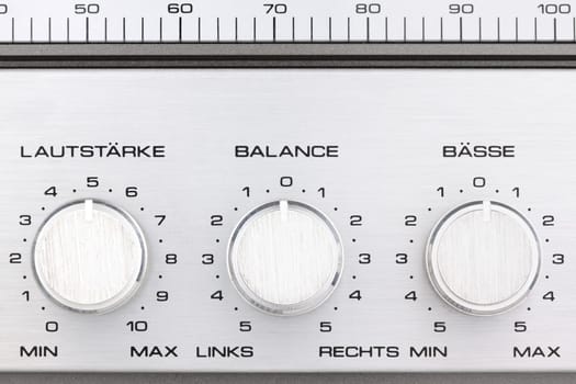 Aluminum radio control knobs of an old radio