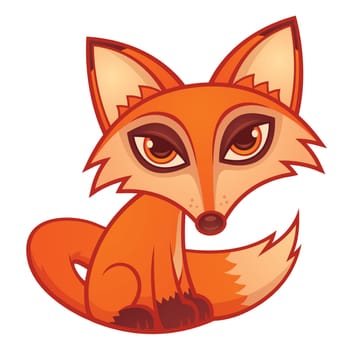 Vector cartoon illustration of a cute little red fox.