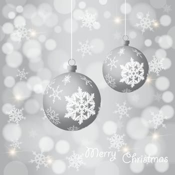 Christmas background with two baubles