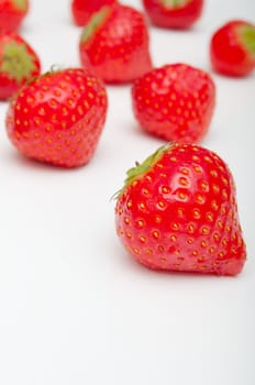 Fresh Red Strawberries on White Wooden Table