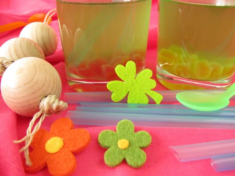 Drink with woodruff and fruit gums