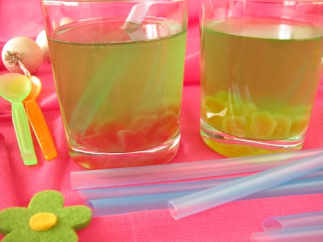 Drink with woodruff and fruit gums