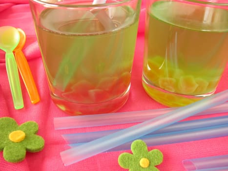 Drink with woodruff and fruit gums