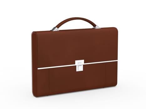 3d business bag briefcase brown and chrome