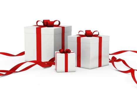 christmas gift box white white red ribbon