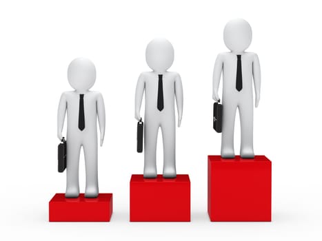 3d business man tie stand box colorful